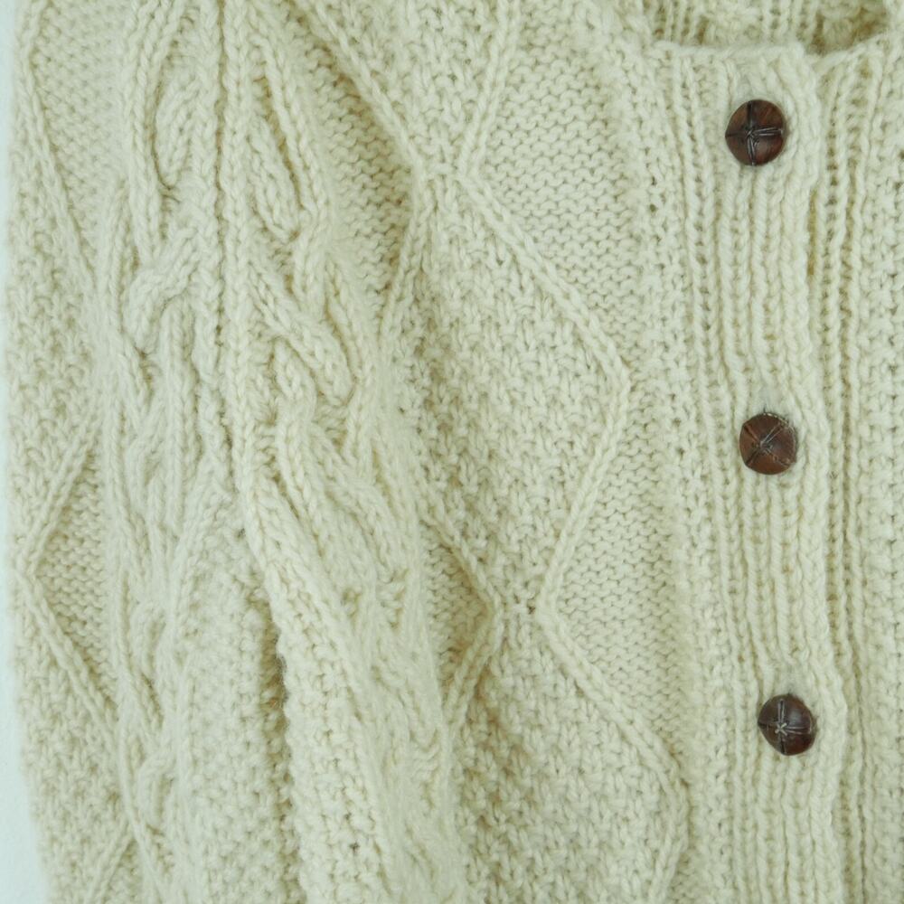 Vintage Women's M L Fisherman Cardigan Sweater Chunky Knit Wool Preppy Nautical - Picture 4 of 11